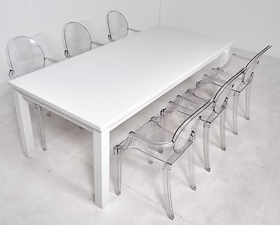 Dublin Pöytä 220x100cm + 6kpl Ice tuoleja