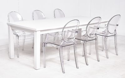 Dublin Pöytä 220x100cm + 6kpl Ice tuoleja