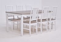Moona ruokaryhmä. Pöytä 170x90cm + 6-tuolia valkoinen/vaaleanharmaa