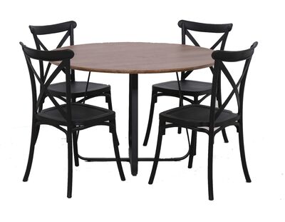 Metalwood pyöreä ruokapöytä 120cm musta/ruskea