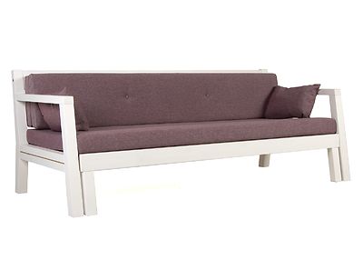 Aamu levitettävä laverisohva+taittopatjasarja kuultovalkoinen
