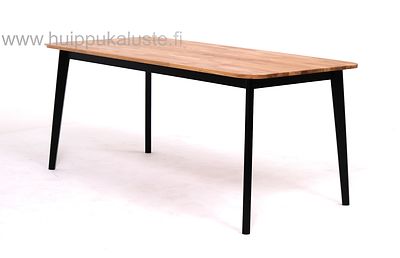 Mari ruokaryhmä. Pöytä 170x85cm + 6-tuolia musta/tammi