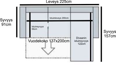 Helena keltainen sohva - Kulmadivaani vuoteella terra 48
