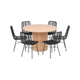 Verso pyöreä ruokapöytä+6kpl Cairo mustia tuoleja