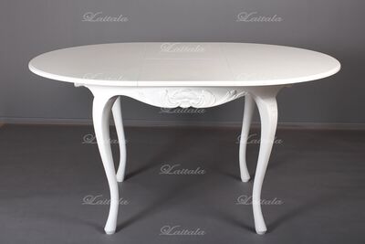 Talonpoikaisrokokoo ruokapöytä 110cm pyöreä+40cm jatkolevy