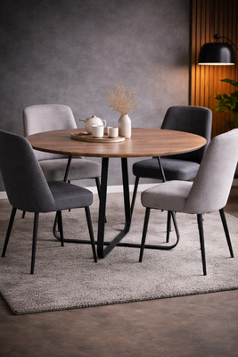 Metalwood pyöreä ruokapöytä 120cm musta/ruskea