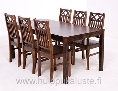 Moona pöytä 170x90cm + 6kpl Ristikko tuoleja pähkinä