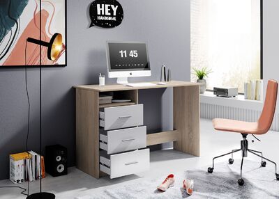 Adria työpöytä valkoinen/tammi