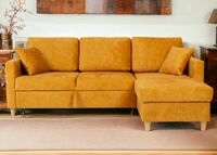 Helena keltainen sohva - Kulmadivaani vuoteella terra 48