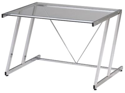 Max kirjoituspöytä kirkkaalla lasilla