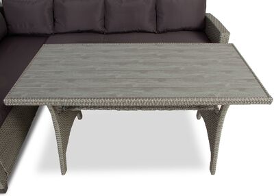 Crumley polyrottinkinen kulmasohva + pöytä harmaa