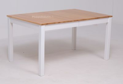 Vilja ruokapöytä 140x90+40cm valkoinen /pyökki