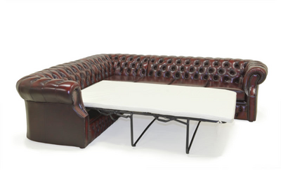 Chesterfield kulmasohva 2+K+3 rub off punainen vuodemekanismilla