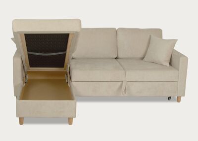 Helena beige sohva - Kulmadivaani vuoteella Terra 13