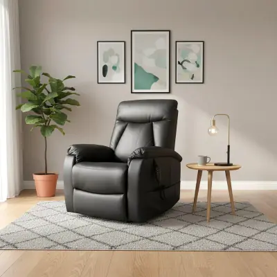 Sampo sähkösäätöinen mekanismituoli nostomekanismilla musta nahka